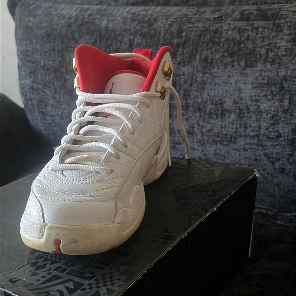 Nike Air Jordan 12 Retro White Red Gold Sneakers